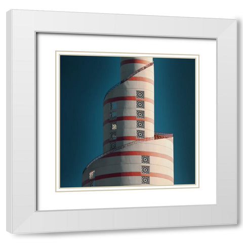 Fanar Tower White Modern Wood Framed Art Print with Double Matting by Hawerkamp, Hans-Wolfgang