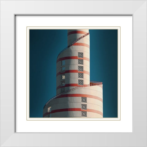 Fanar Tower White Modern Wood Framed Art Print with Double Matting by Hawerkamp, Hans-Wolfgang