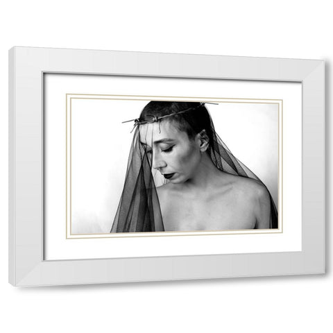 Mahsun White Modern Wood Framed Art Print with Double Matting by Saeidinia, Afshin
