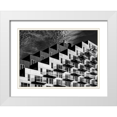 Blocks White Modern Wood Framed Art Print with Double Matting by Koer, Jaap