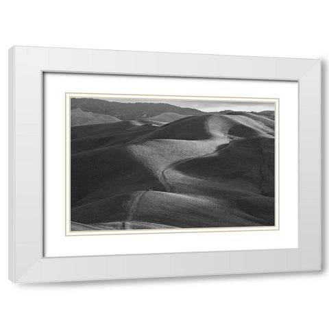 Rolling Hills White Modern Wood Framed Art Print with Double Matting by Mao, Yun