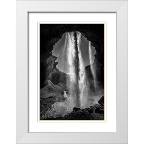 behind the waterfall White Modern Wood Framed Art Print with Double Matting by Reichelt, Dieter