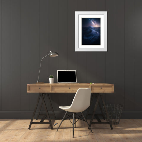 Orbital White Modern Wood Framed Art Print with Double Matting by George, David