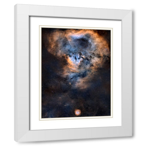 Cosmic Question Mark White Modern Wood Framed Art Print with Double Matting by Chander, Vikas