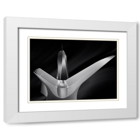 Flying In Oculus White Modern Wood Framed Art Print with Double Matting by Garcia, Helena