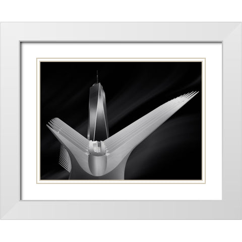 Flying In Oculus White Modern Wood Framed Art Print with Double Matting by Garcia, Helena