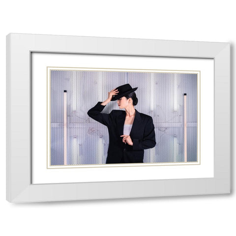Erica White Modern Wood Framed Art Print with Double Matting by Onodera, Taketoshi