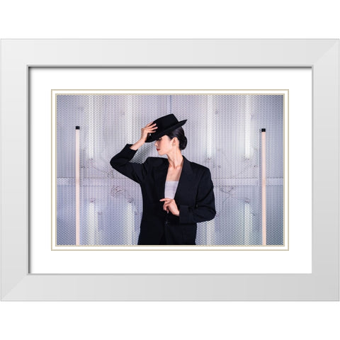 Erica White Modern Wood Framed Art Print with Double Matting by Onodera, Taketoshi