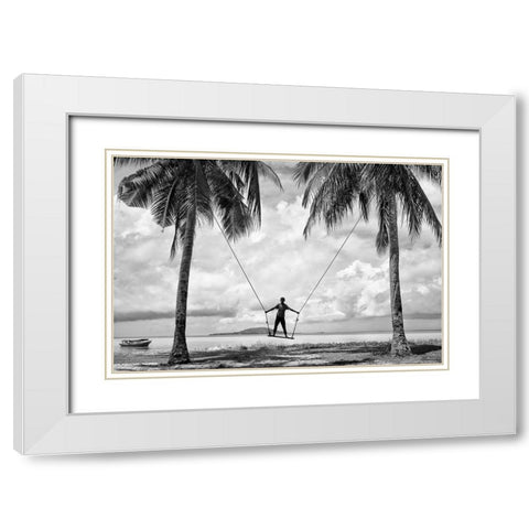 Tropical Playground White Modern Wood Framed Art Print with Double Matting by Long, Kieron
