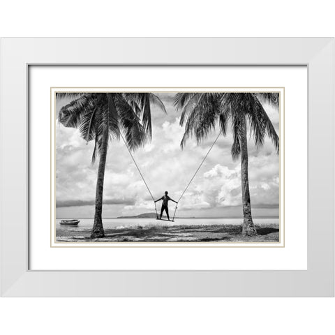 Tropical Playground White Modern Wood Framed Art Print with Double Matting by Long, Kieron