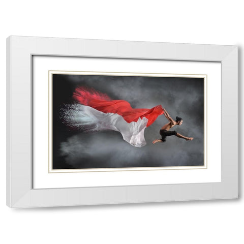 Jumper Man White Modern Wood Framed Art Print with Double Matting by Aditya, Rawisyah