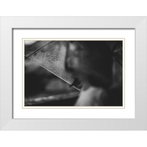 Rain White Modern Wood Framed Art Print with Double Matting by H112O1