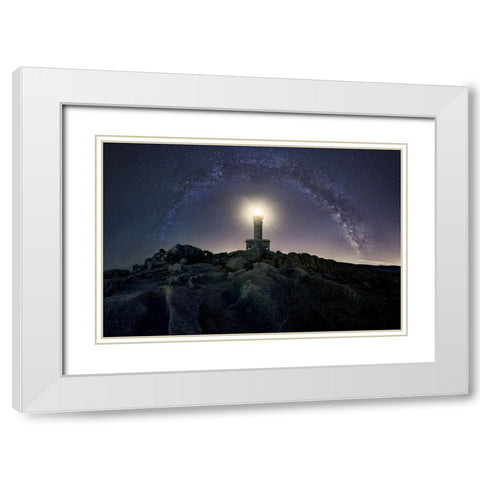 The Architecture Of Cosmos White Modern Wood Framed Art Print with Double Matting by Lost In Woodlands