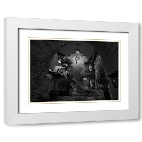 Normandy Village White Modern Wood Framed Art Print with Double Matting by Zeng, Jiahong