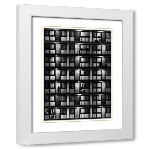 The Flat White Modern Wood Framed Art Print with Double Matting by Shu, Rong
