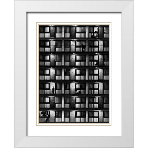 The Flat White Modern Wood Framed Art Print with Double Matting by Shu, Rong