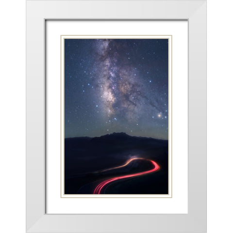 Misty Night White Modern Wood Framed Art Print with Double Matting by Hu, Ke