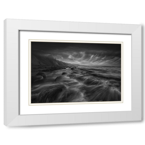 Bowling Ball Beach White Modern Wood Framed Art Print with Double Matting by Deng, Larry