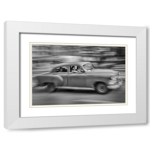 DrIVing Fast White Modern Wood Framed Art Print with Double Matting by Bauer, Andreas