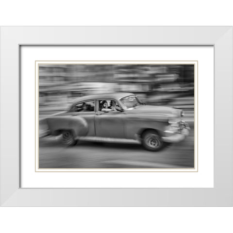 DrIVing Fast White Modern Wood Framed Art Print with Double Matting by Bauer, Andreas