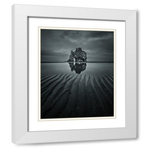 Hvitserkur White Modern Wood Framed Art Print with Double Matting by Guo, David