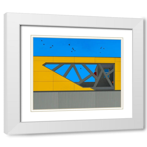 Facade - Hasharon White Modern Wood Framed Art Print with Double Matting by Orbach, Arnon