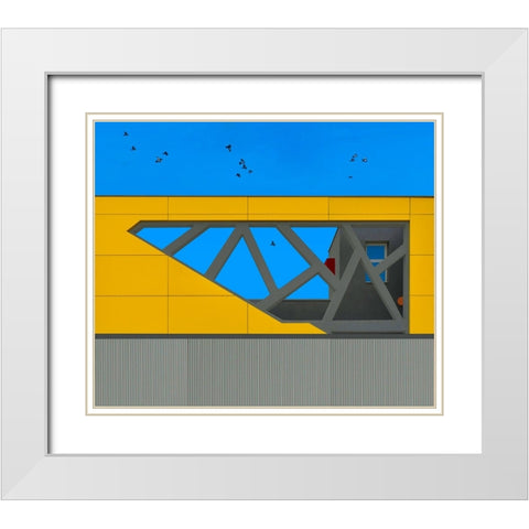 Facade - Hasharon White Modern Wood Framed Art Print with Double Matting by Orbach, Arnon