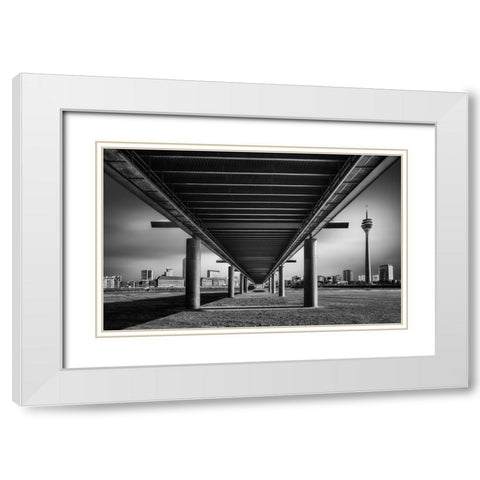 Way To DaAndFrac14;Sseldorf White Modern Wood Framed Art Print with Double Matting by Figueras, Antoni