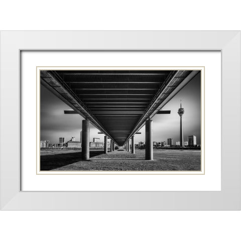 Way To DaAndFrac14;Sseldorf White Modern Wood Framed Art Print with Double Matting by Figueras, Antoni
