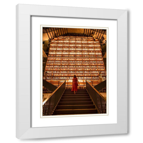 Stairway To Knowledge White Modern Wood Framed Art Print with Double Matting by Yoshitaka, Oyama