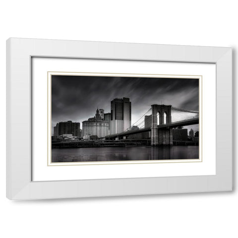 Brooklyn Bridge - Nyc White Modern Wood Framed Art Print with Double Matting by W., Catherine