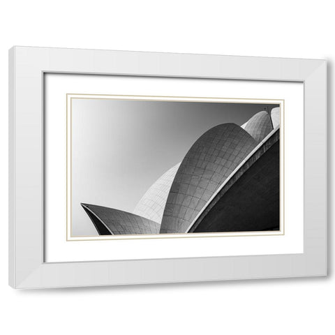 Lotus Temple .. The Grey Scale White Modern Wood Framed Art Print with Double Matting by Chawla, Shobhit