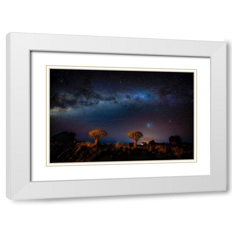 The Milky Way In Namibia White Modern Wood Framed Art Print with Double Matting by Li, Min