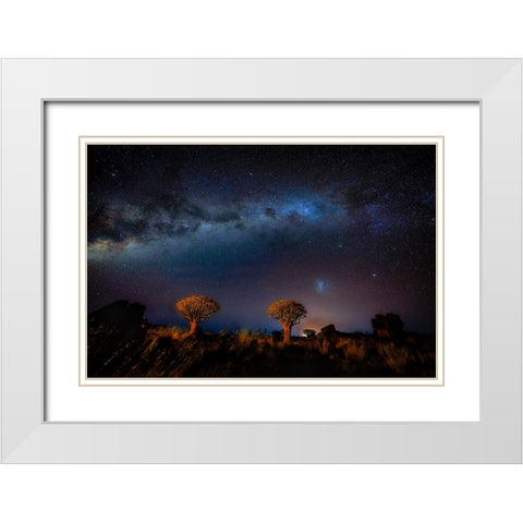 The Milky Way In Namibia White Modern Wood Framed Art Print with Double Matting by Li, Min