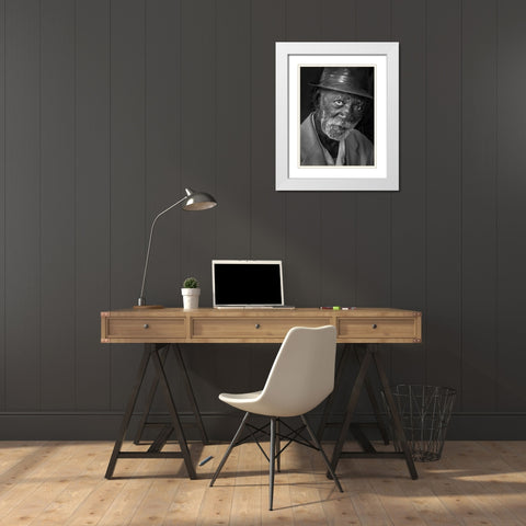 Mario White Modern Wood Framed Art Print with Double Matting by Creativeartsolution, Khoshro