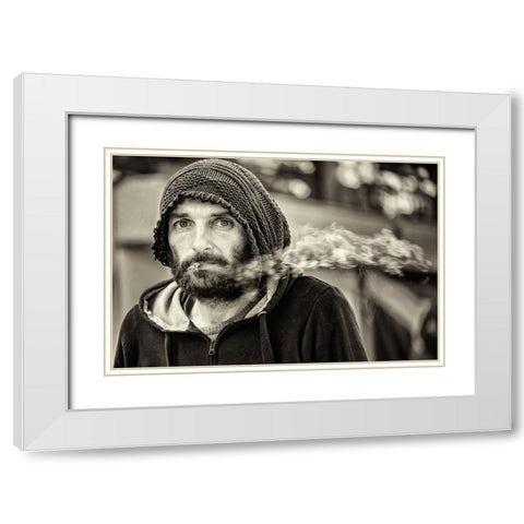 Why Me ? White Modern Wood Framed Art Print with Double Matting by Thanasaki