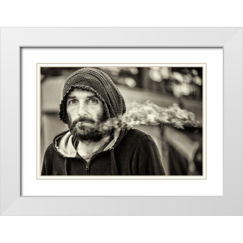 Why Me ? White Modern Wood Framed Art Print with Double Matting by Thanasaki
