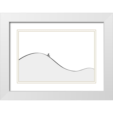 Curves White Modern Wood Framed Art Print with Double Matting by Natalia