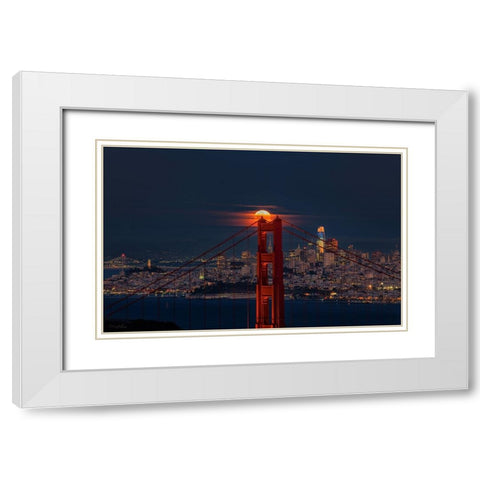 Full Moon August 11 White Modern Wood Framed Art Print with Double Matting by An, Anna