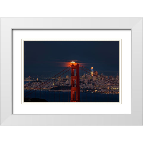 Full Moon August 11 White Modern Wood Framed Art Print with Double Matting by An, Anna