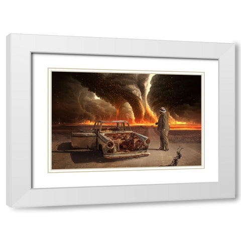 Firestorm White Modern Wood Framed Art Print with Double Matting by Egger, Marcel