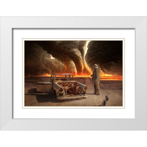 Firestorm White Modern Wood Framed Art Print with Double Matting by Egger, Marcel