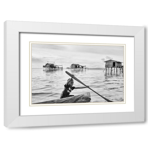 Paddle Power White Modern Wood Framed Art Print with Double Matting by Long, Kieron