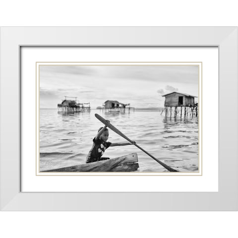Paddle Power White Modern Wood Framed Art Print with Double Matting by Long, Kieron