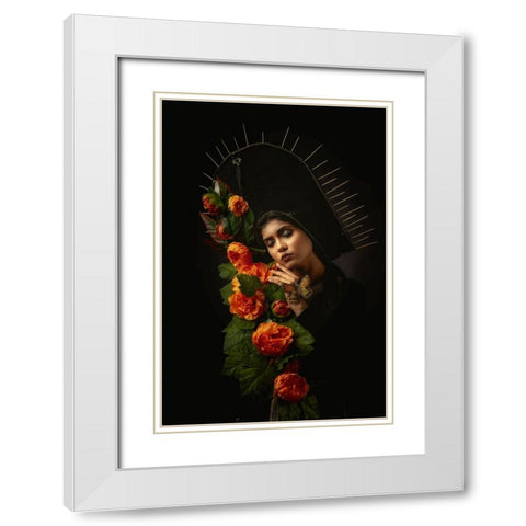 Flower Girl White Modern Wood Framed Art Print with Double Matting by Mahapatra, Santanu