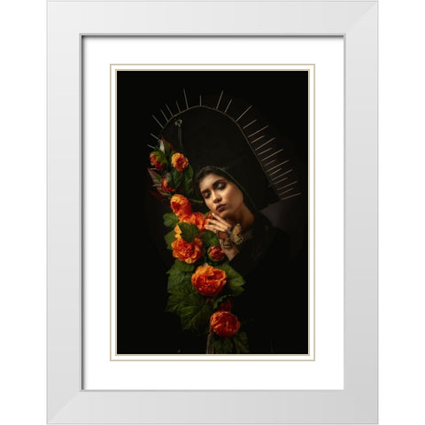 Flower Girl White Modern Wood Framed Art Print with Double Matting by Mahapatra, Santanu
