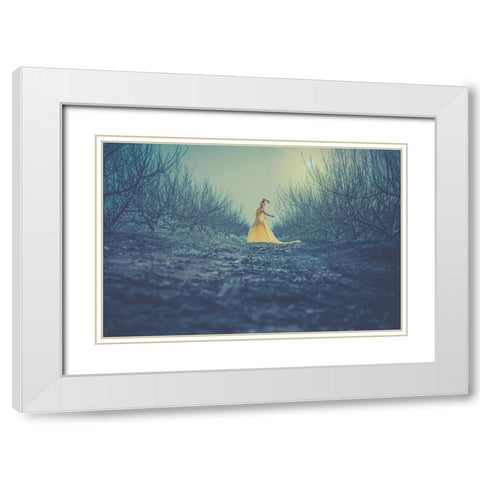 Winter Dance White Modern Wood Framed Art Print with Double Matting by Levy, Sharon