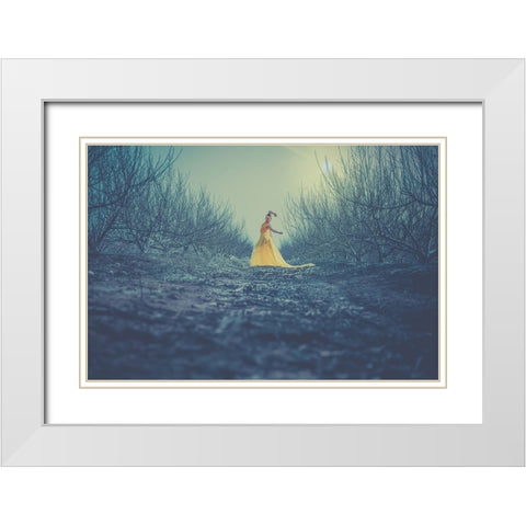 Winter Dance White Modern Wood Framed Art Print with Double Matting by Levy, Sharon