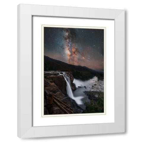 Athirapally White Modern Wood Framed Art Print with Double Matting by Chander, Vikas
