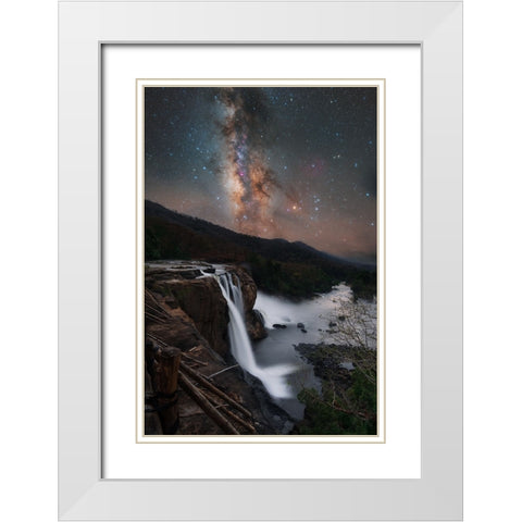 Athirapally White Modern Wood Framed Art Print with Double Matting by Chander, Vikas